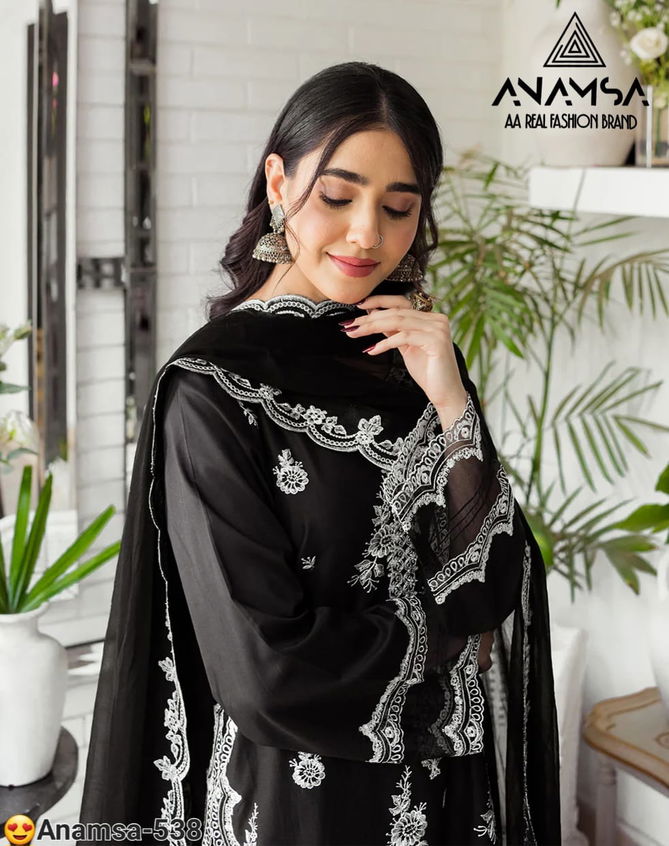 Anamsa 538 Faux Georgette Embroidery Pakistani Suits Wholesale Price In Surat